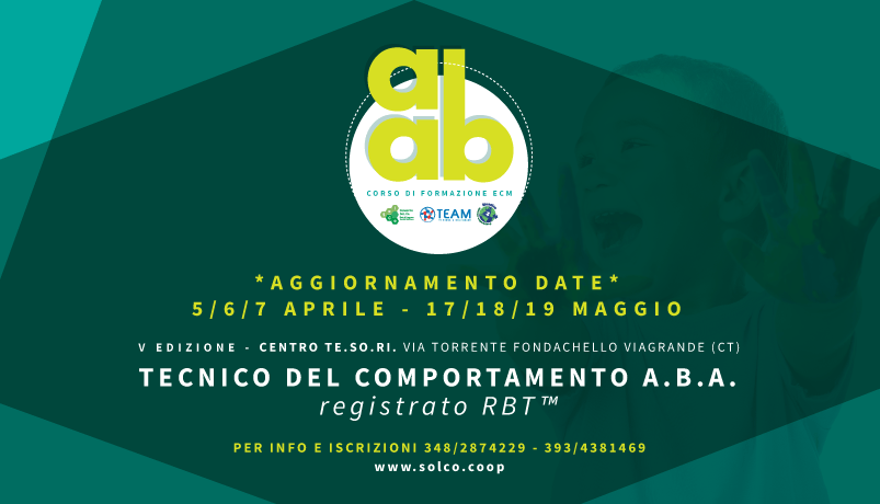 Formazione Per “Tecnico Comportamentale A.b.a. - Certificato Rbt™": Aperte Le Iscrizioni Per La V Edizione | Eventi Ecm, 01/03/2019 | Consorzio Sol.co. 460_x_803_png