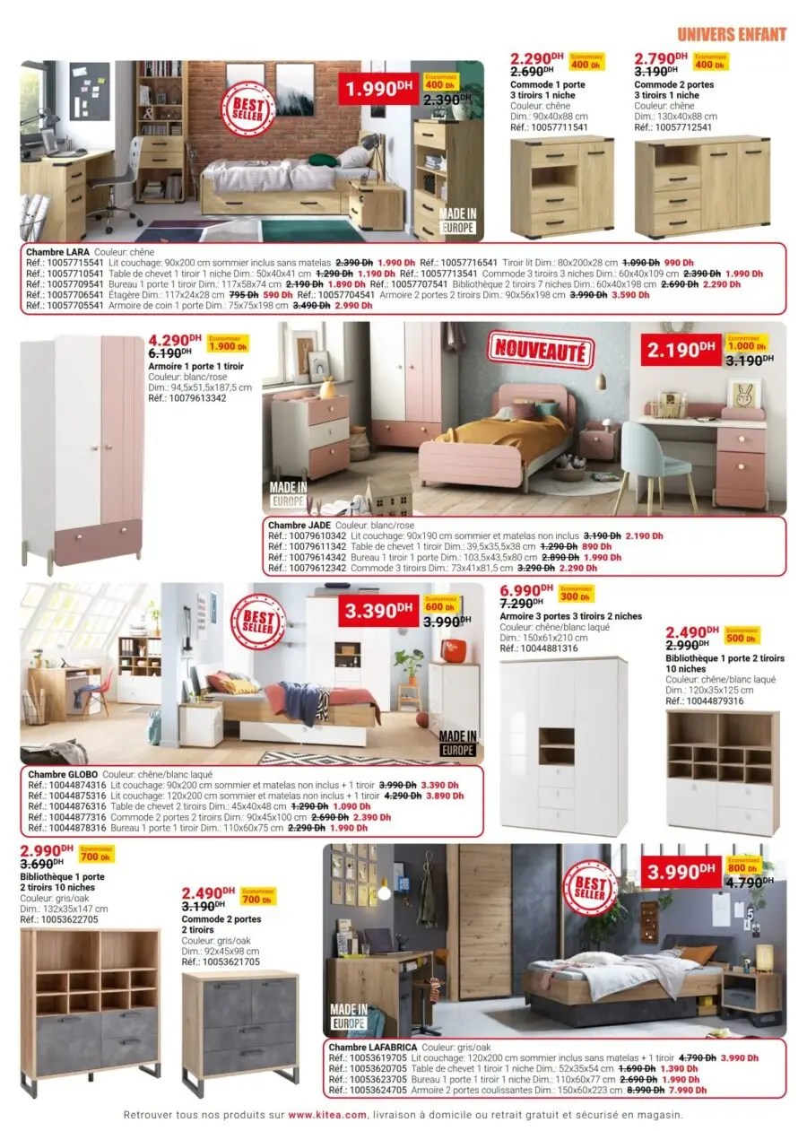 Catalogue Kitea Offre spéciale 10 jours chambres à coucher