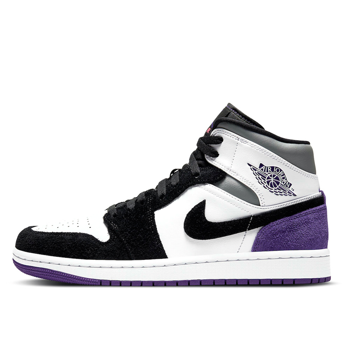 Jordan 1 Mid SE Purple White/BlackLight Solar Flare HeatherVarsity