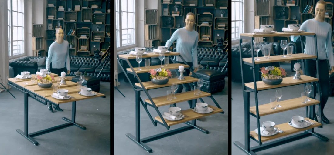 SWING Table Clever Design Using Parallel Linkages To Transform A