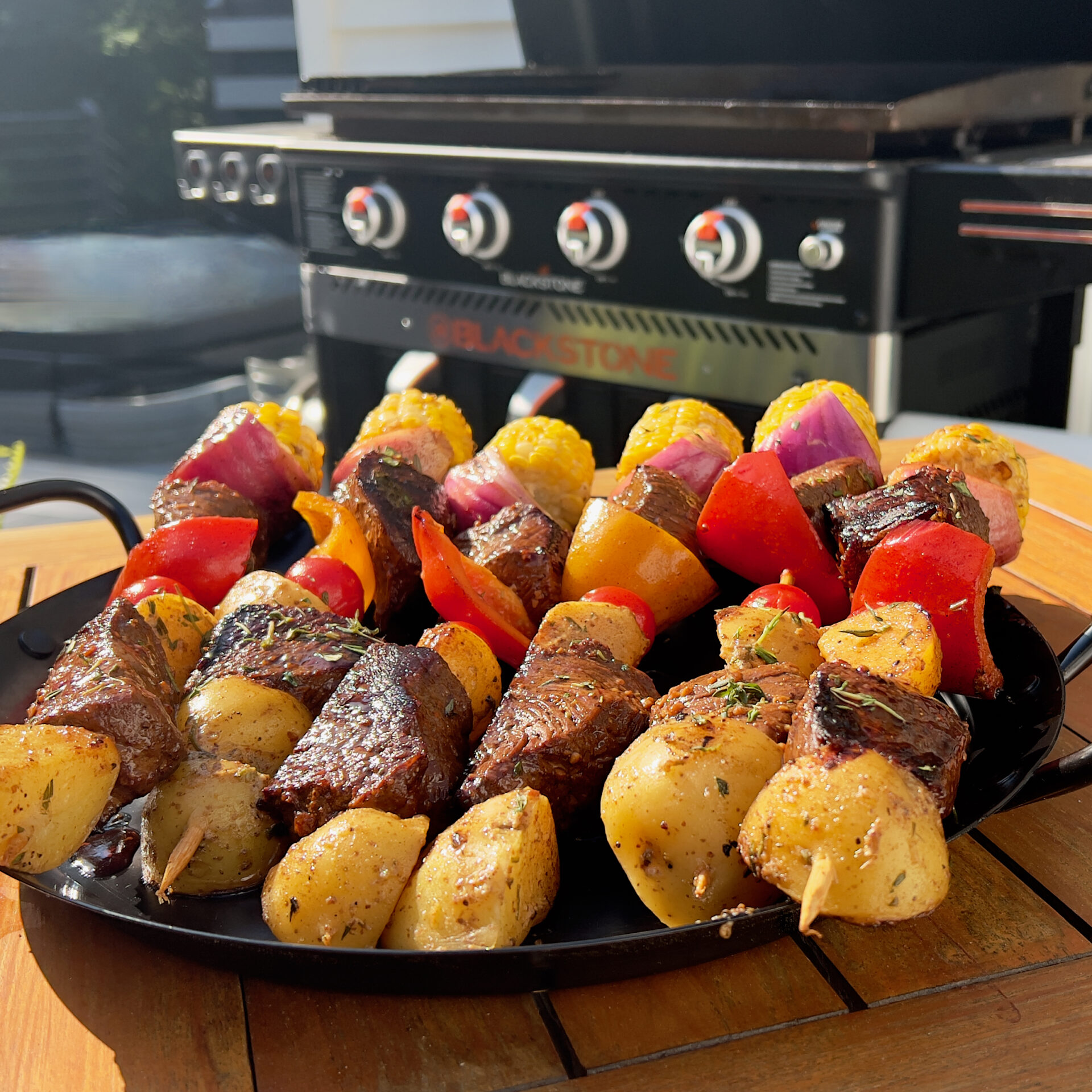 Blackstone Steak Kabobs With Rosemary, Italian Parsley and Basil Soli