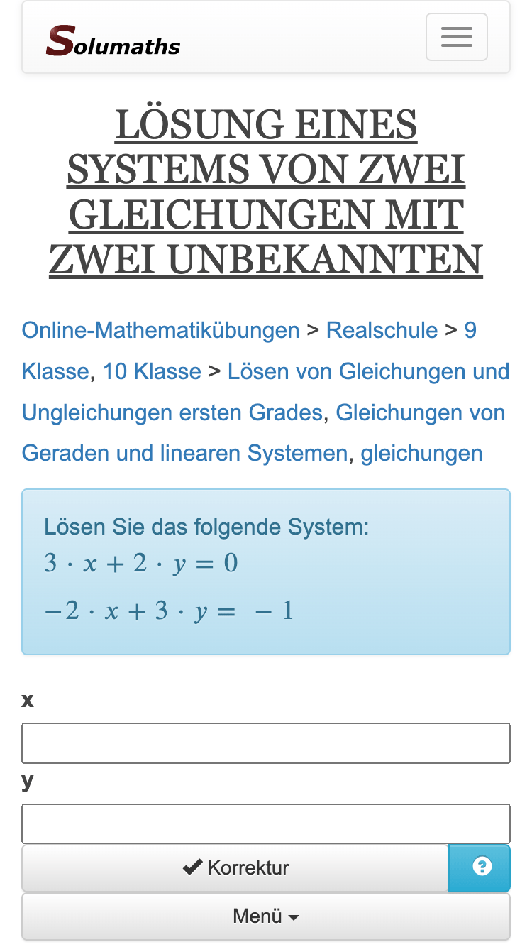 Webanwendung zur Lösung mathematischer Probleme Solumaths