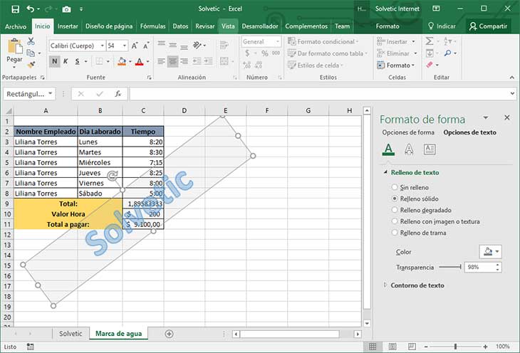 Crear y añadir marca de agua Word y Excel 2016 Solvetic