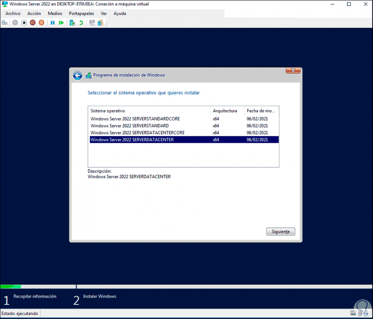 Instalar Windows Server 2022 en HyperV MV Máquina