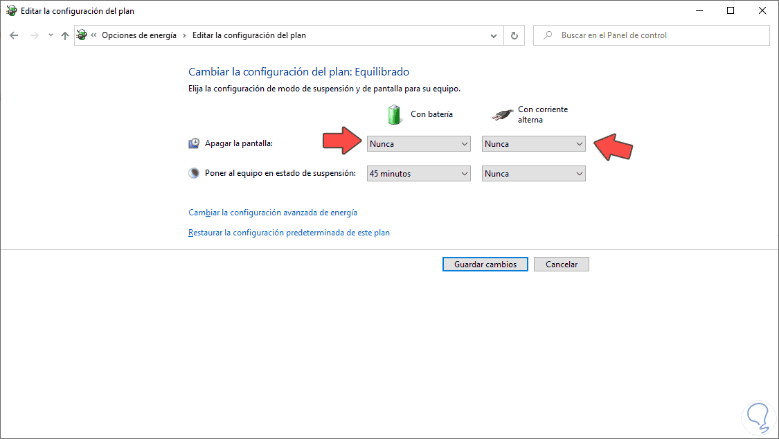 Cómo hacer que la pantalla no se apague Windows 10 Solvetic