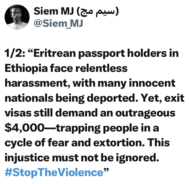 Ethiopian 🇪🇹 government is collectively punishing Eritrean migrnats