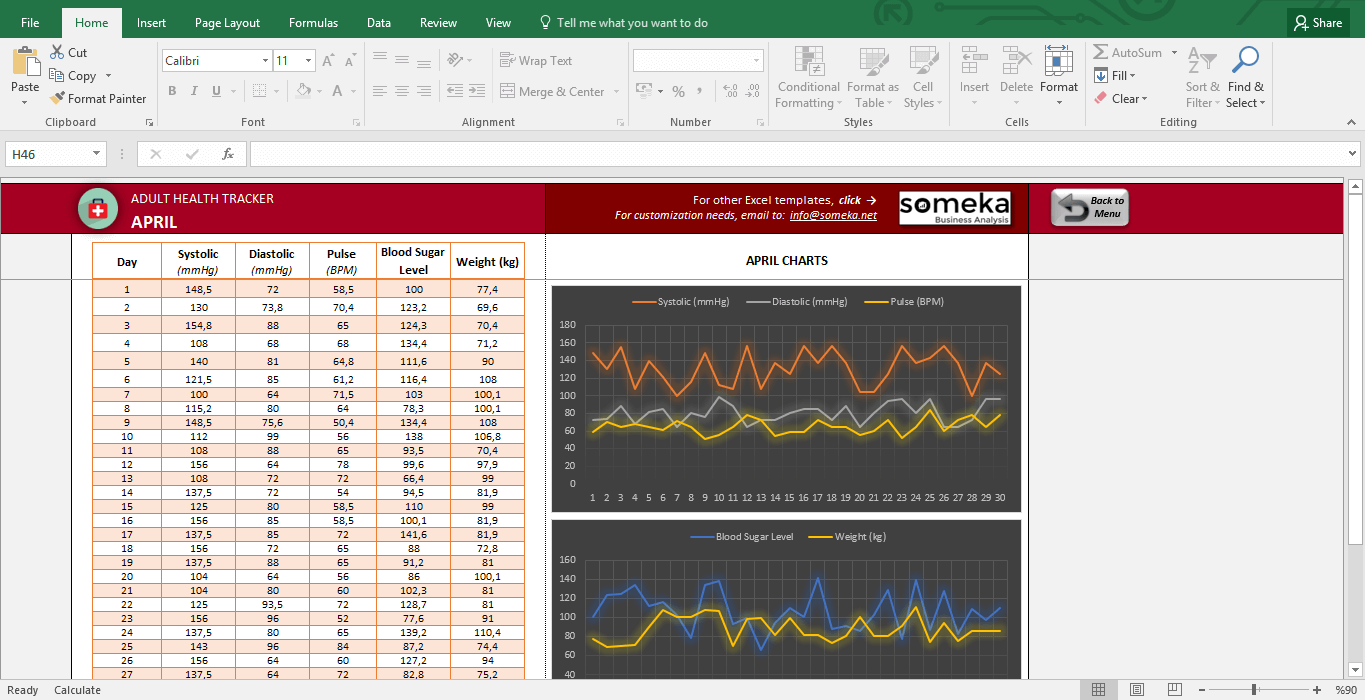 BMI Calculator & Health Tracker for Adults Excel Template