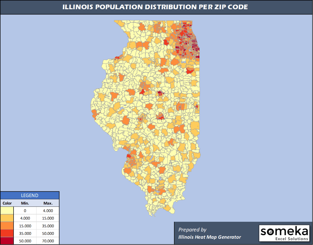 Northern Illinois Zip Code Map Illinois Zip Code Map And Population List In Excel