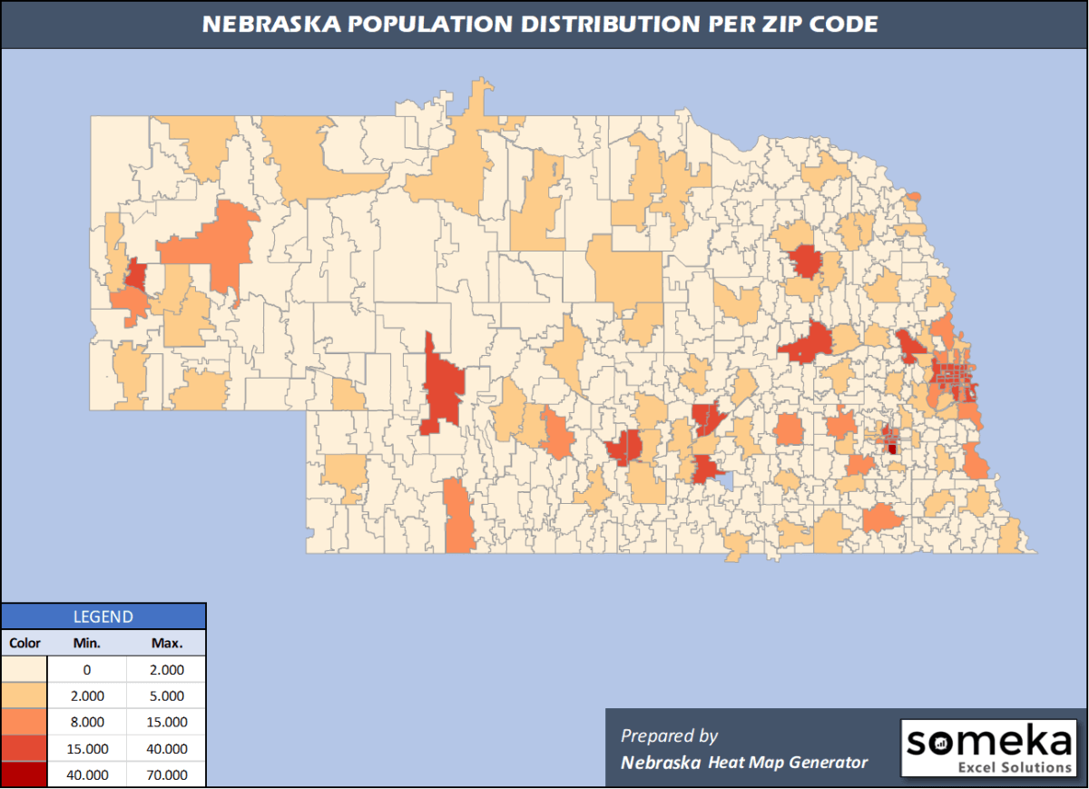 Nebraska Area Code Map Nebraska Zip Code Map And Population List In Excel