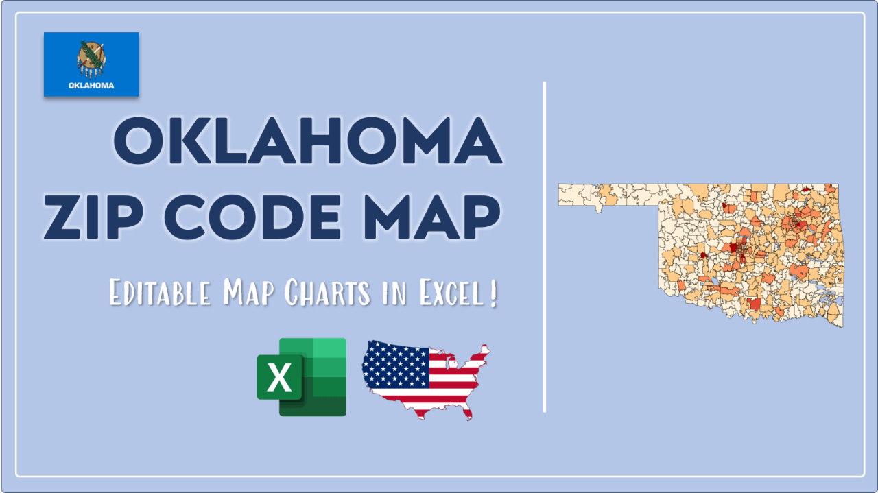 Oklahoma Zip Code Map and Population List in Excel