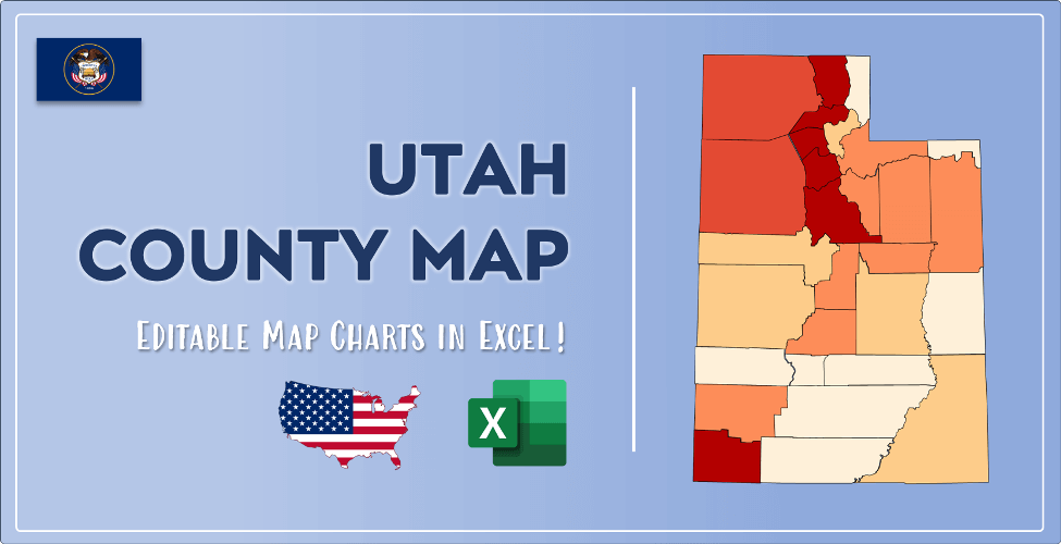 Utah County Map and Population List in Excel