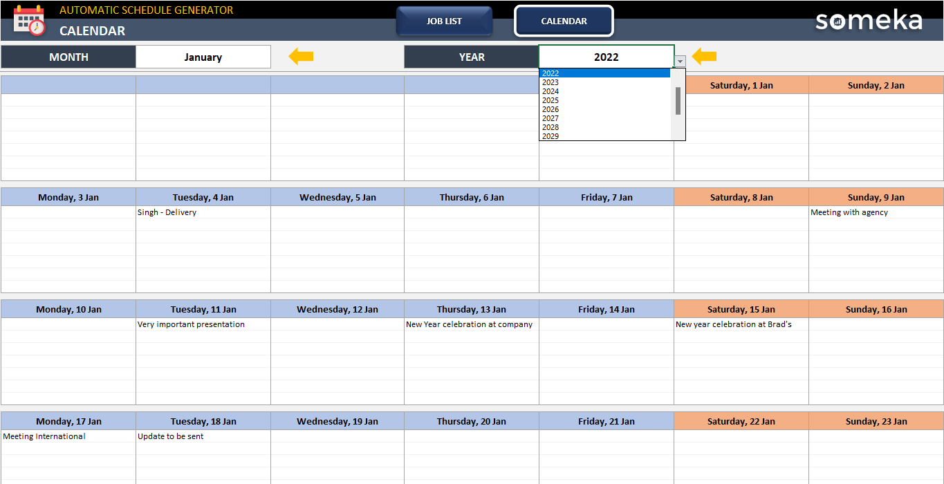 Automatic Schedule Generator Excel Excel Schedule Template