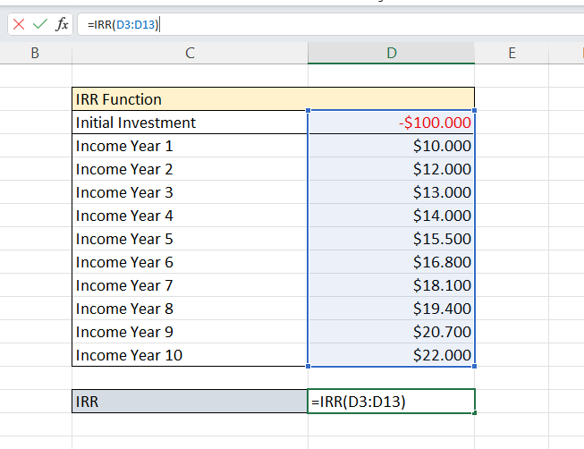 IRR Excel Formula How to calculate Internal Rate of Return?