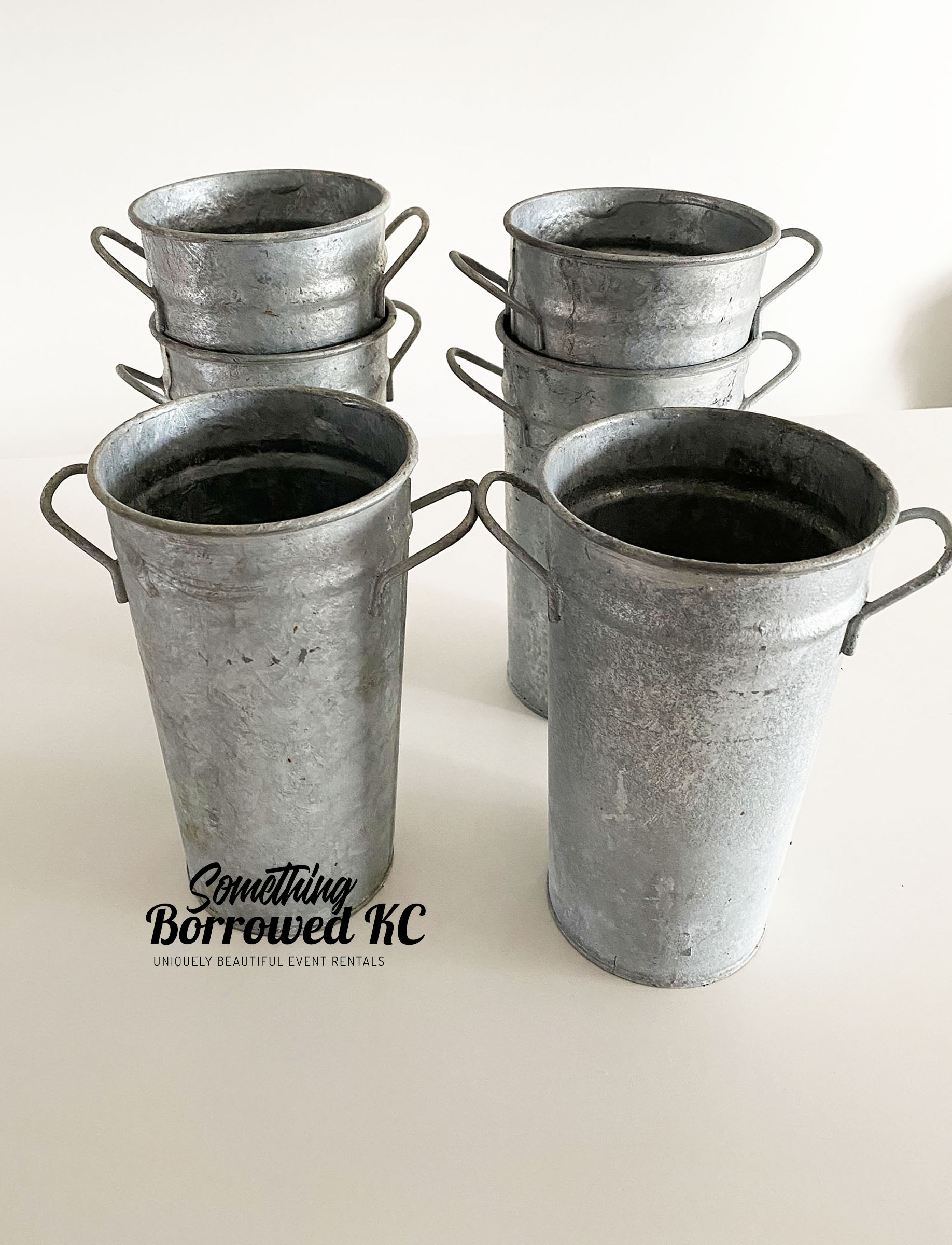 Small Galvanized Metal Flower Buckets2 Something Borrowed KC