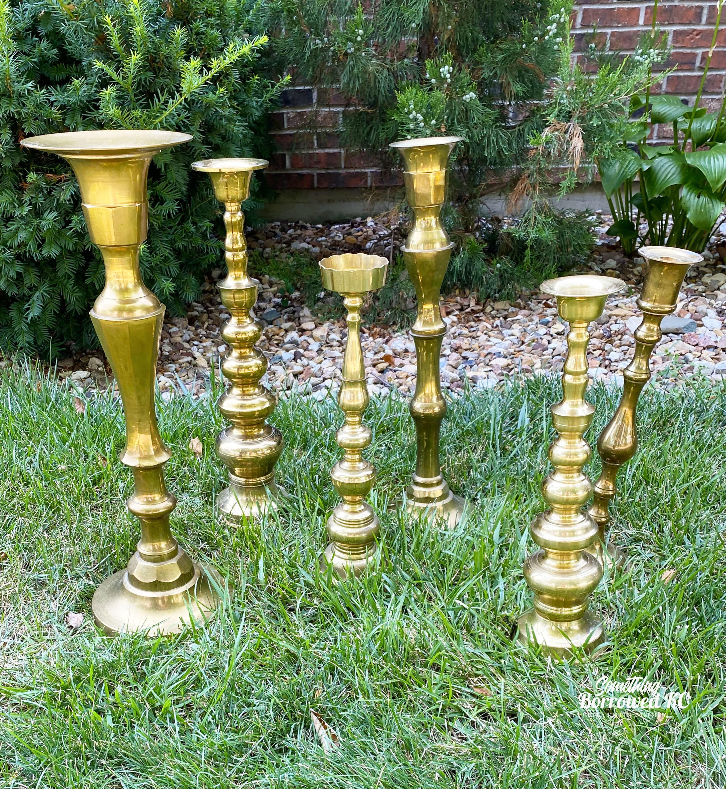 Brass Extra Large Floor Pillar Candle Holders Traditional Style5 Something Borrowed KC