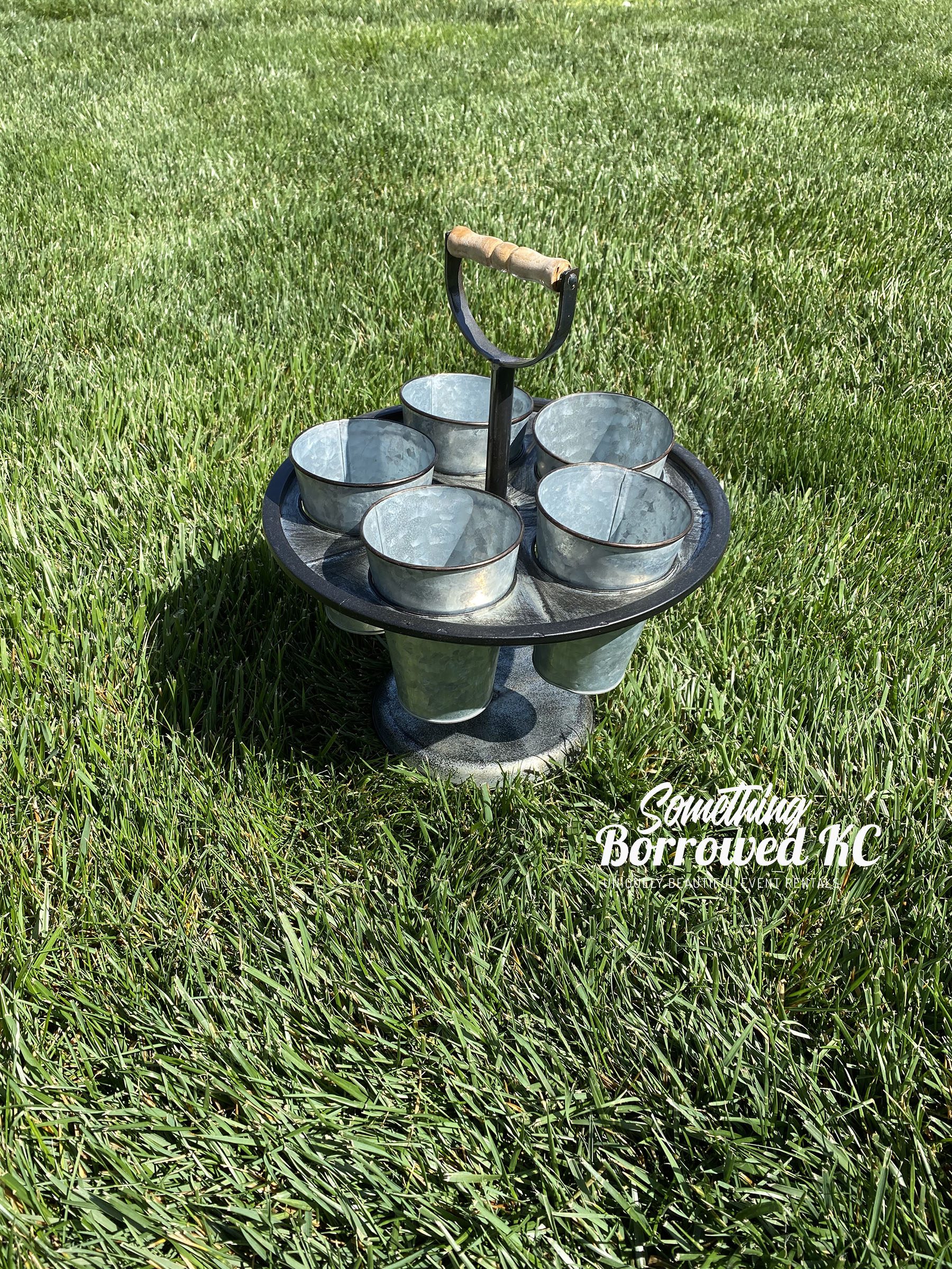 Galvanized Metal Spinning Silverware Holder Display Caddy 8