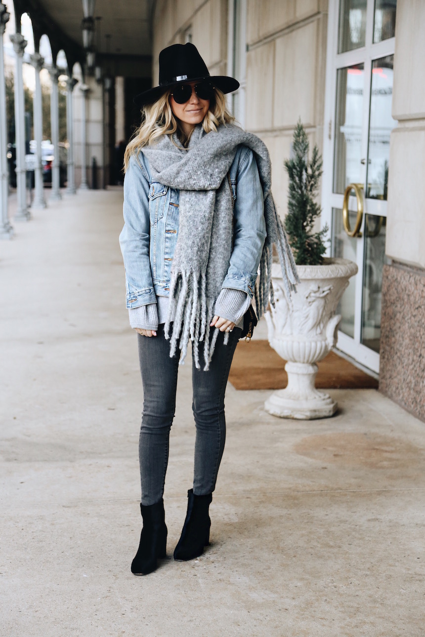 How to Style a Denim Jacket in the Winter Somewhere, Lately