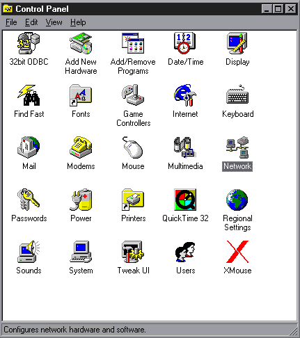Windows 95 and Windows 98 Network Control Panel Setup Sonic.net