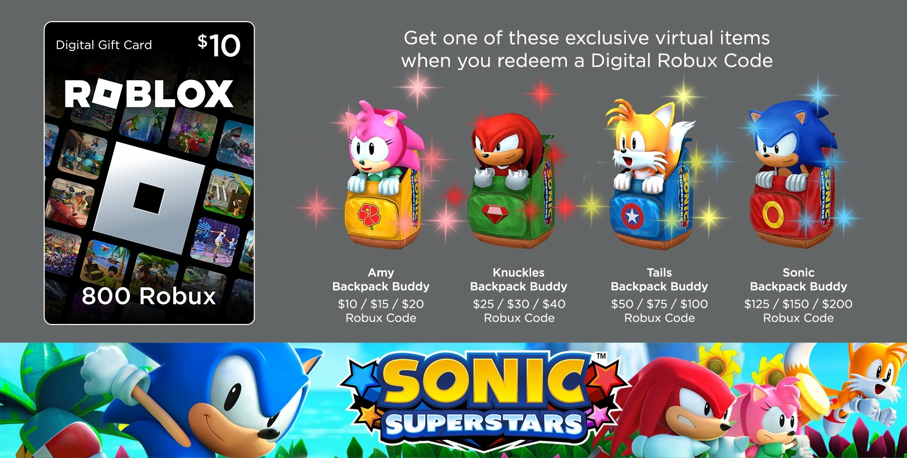 SEGA Offers Sonic Superstars Roblox Backpacks for Gift Card Purchases