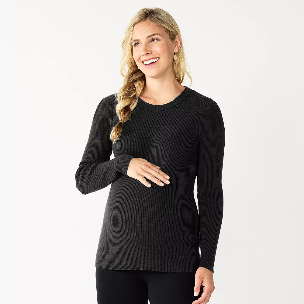 Maternity Sonoma Goods For Life® Fitted Puff Sleeve Sweater Sonoma