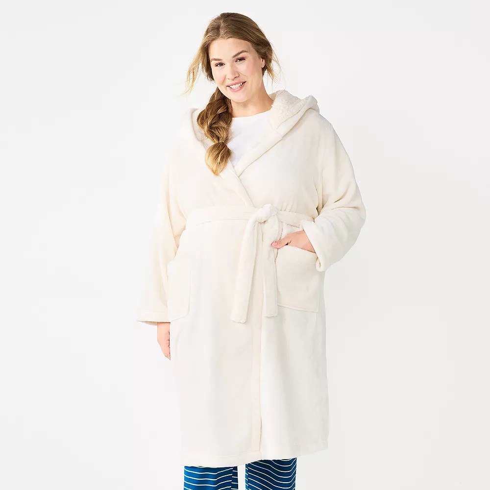 Plus Size Sonoma Goods For Life® Hooded Plush Long Robe | Sonoma