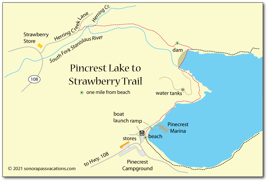 Pinecrest Lake to Strawberry Trail Map
