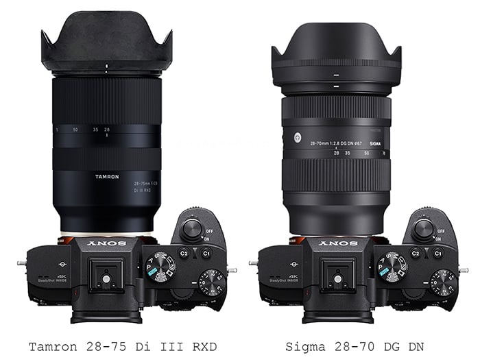 Sigma 2870mm f/2.8 vs Tamron 2875mm f/2.8 FE size comparison