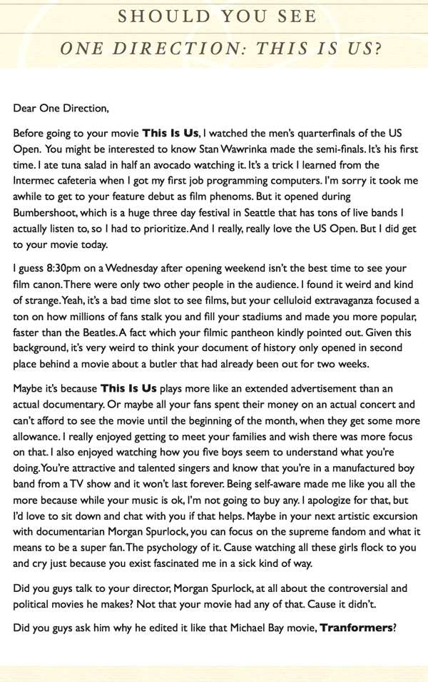 Should You See 'One Direction This Is Us'? SonyRumors
