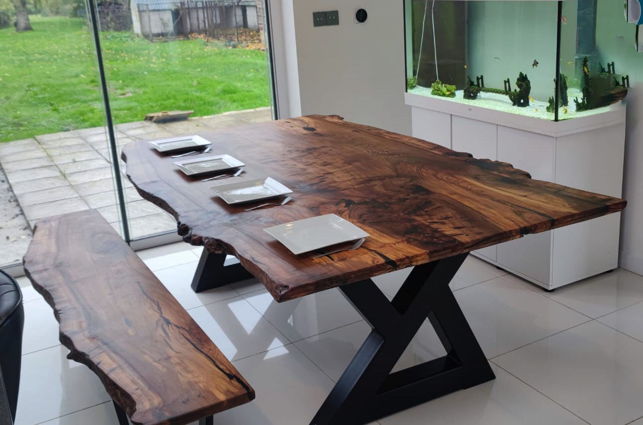 Bientrix Live Edge Dining Table 500 Year Old English Elm Live