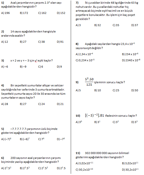 20172018 8.sınıf matematik 1.dönem 1.yazılı soruları Sorubak Blog