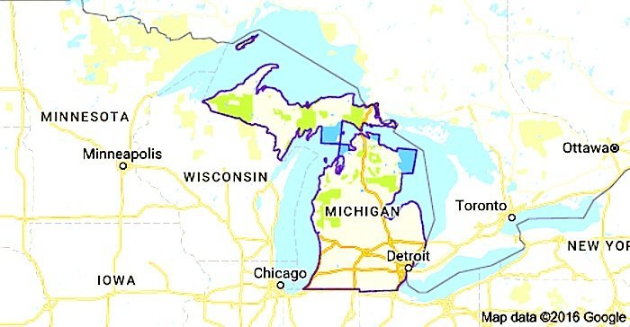 Michigan Canada Border Map US govt being sued by the ACLU for making entire state of Michigan a