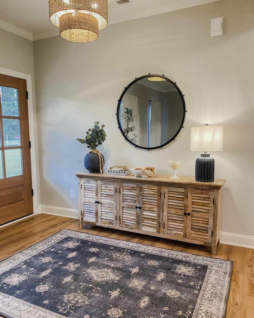 Rustic Entryway With Patterned Rug Soul & Lane