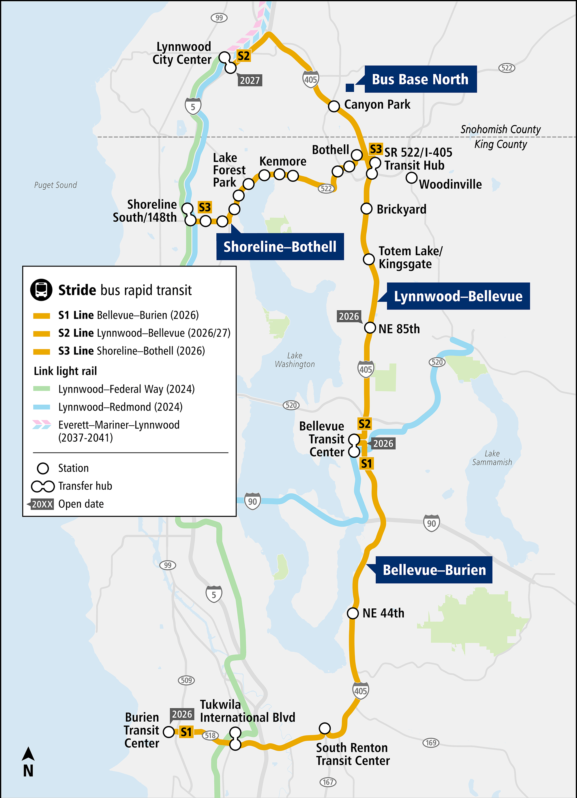 Stride bus rapid transit Project map and summary Sound Transit