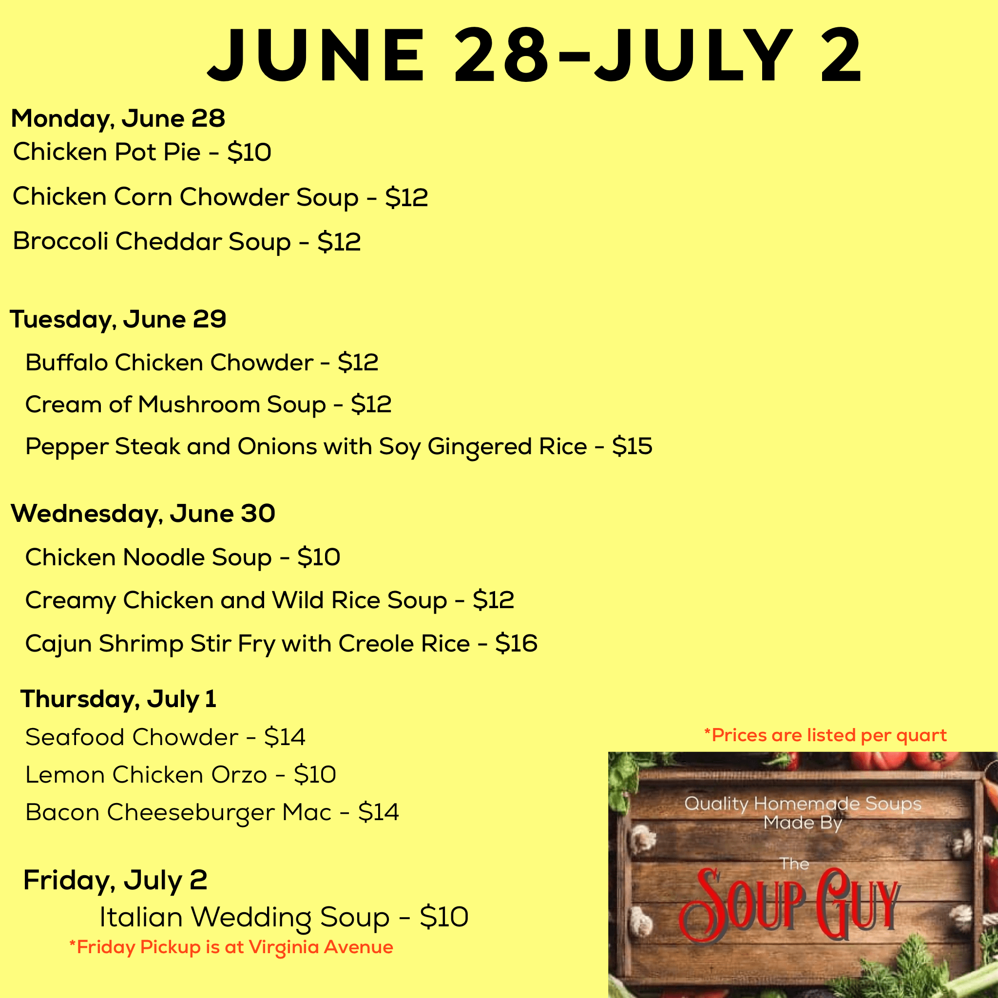 Menu & Order Forms Soup Guy PA