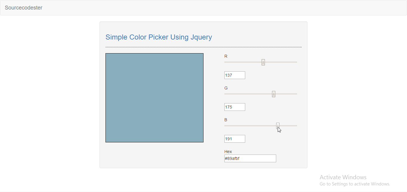 Simple Color Picker Using jQuery SourceCodester