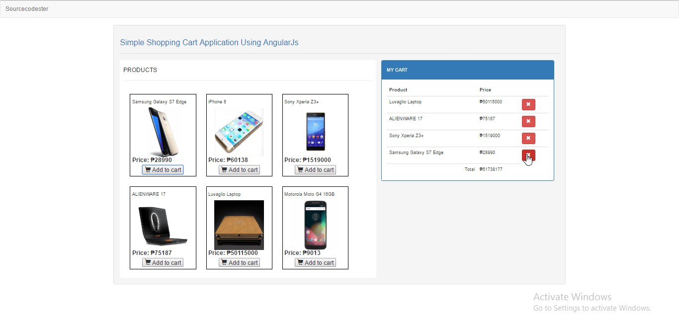 Creating a Simple Shopping Cart Application Using AngularJs