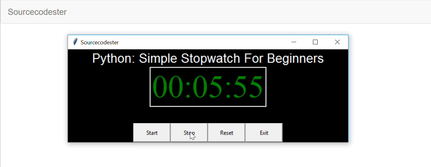 Python Simple Stopwatch For Beginners SourceCodester