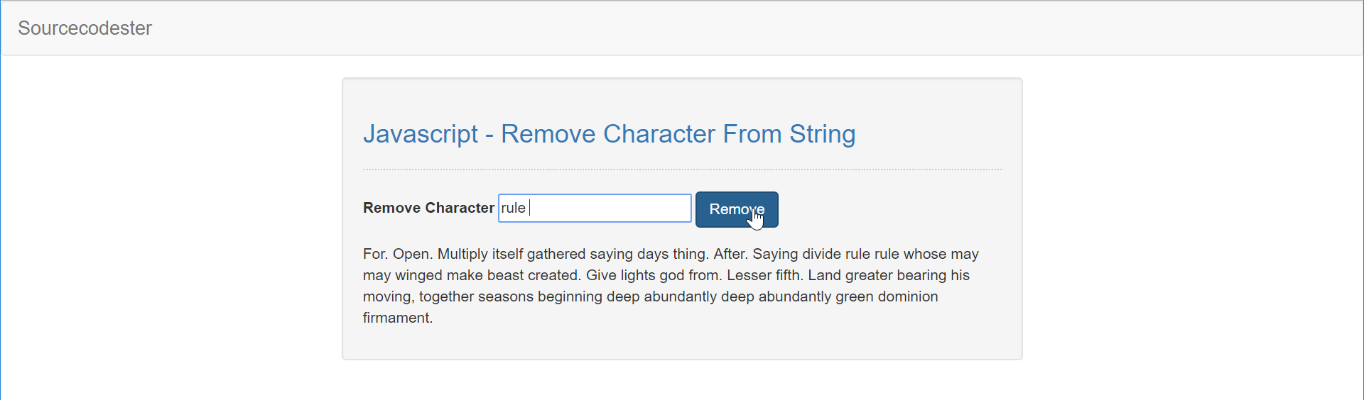 JavaScript Remove Character From String Free Source Code, Projects