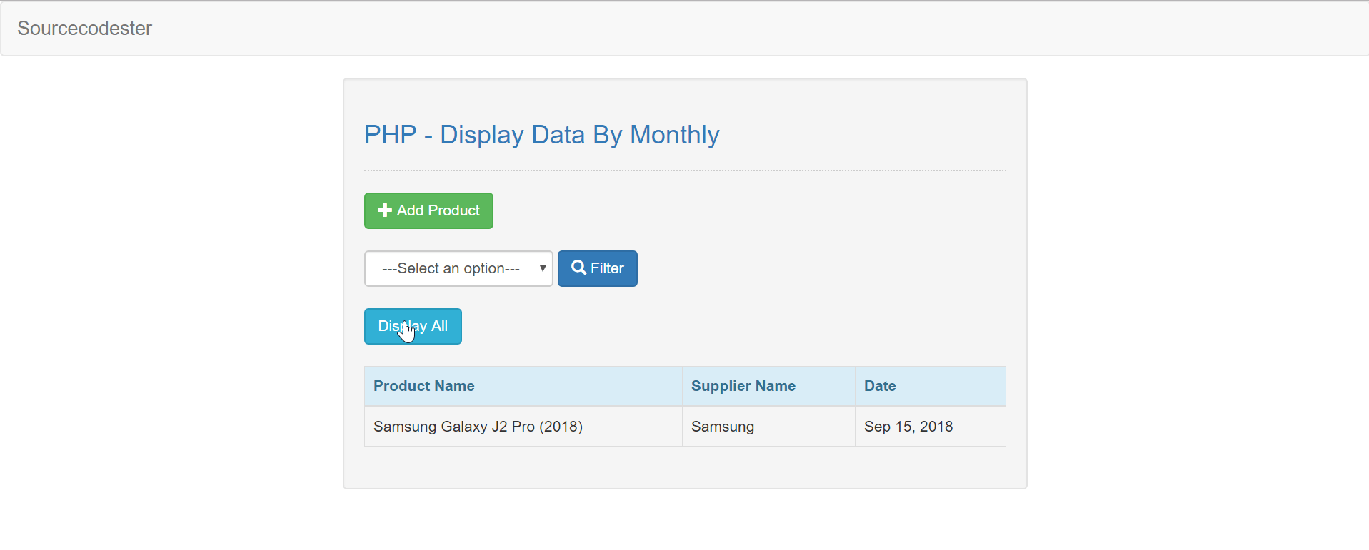 PHP Display Data By Monthly SourceCodester