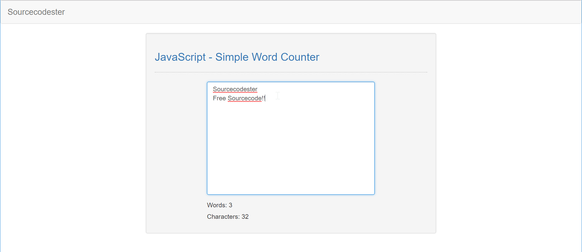 JavaScript Simple Word Counter SourceCodester