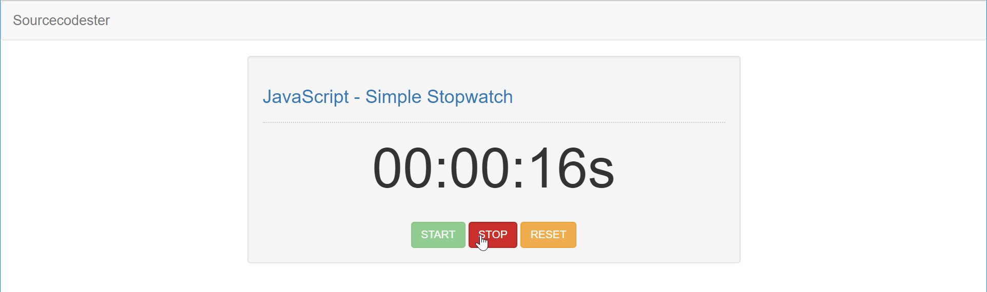 JavaScript Simple Stopwatch SourceCodester