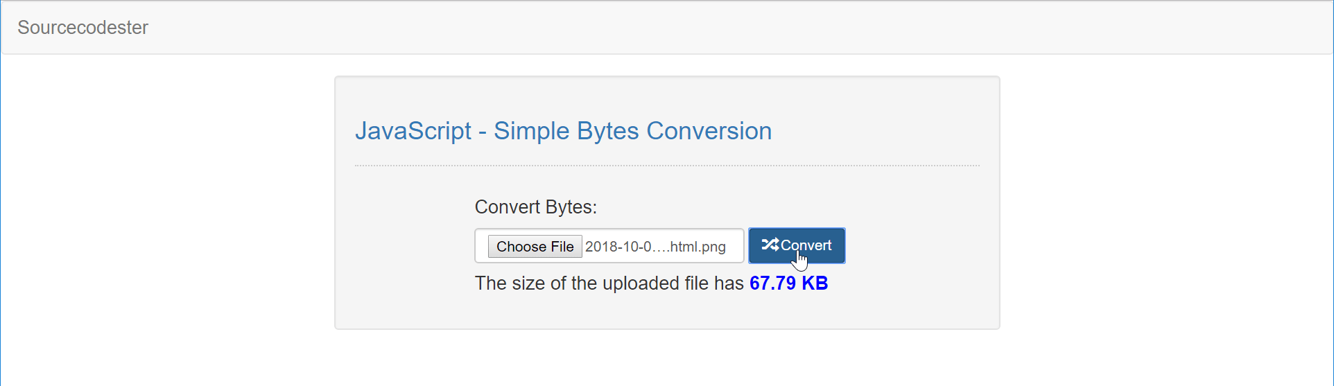 JavaScript Simple Bytes Conversion SourceCodester