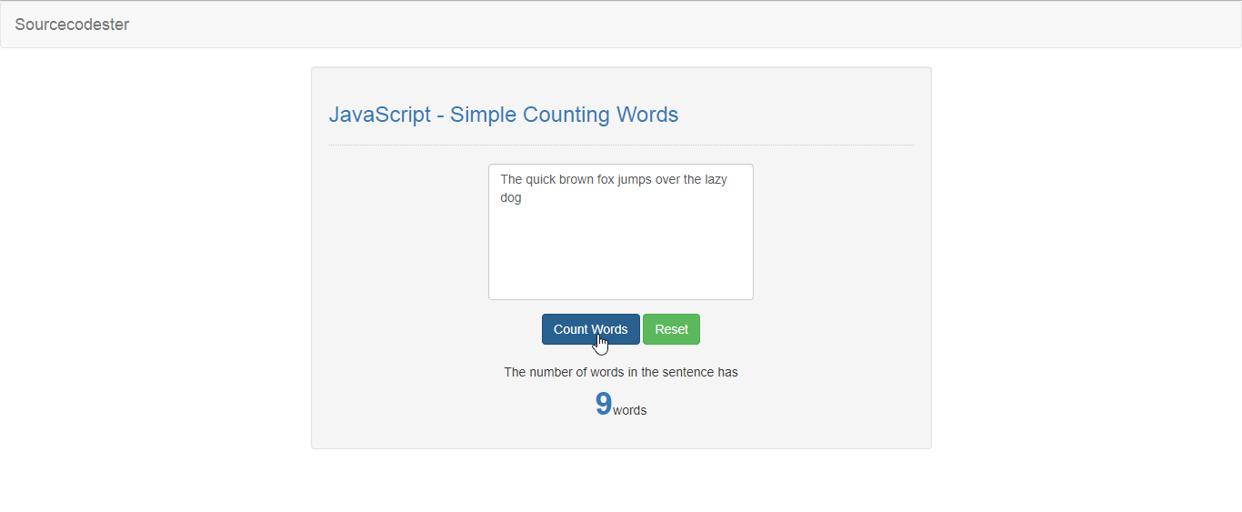JavaScript Simple Counting Words SourceCodester