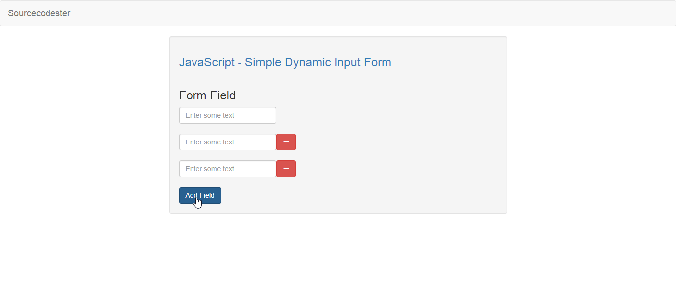 JavaScript Simple Dynamic Input Form Free Source Code
