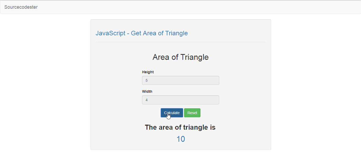 JavaScript Get Area of Triangle SourceCodester