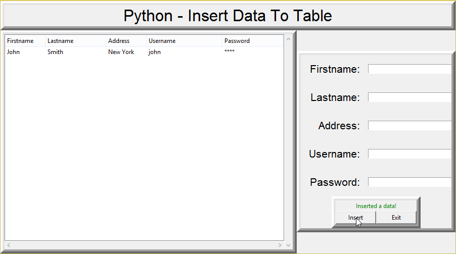 Python Insert Data To Table SourceCodester