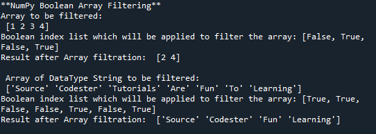 Filtering NumPy Array Free Source Code, Projects & Tutorials