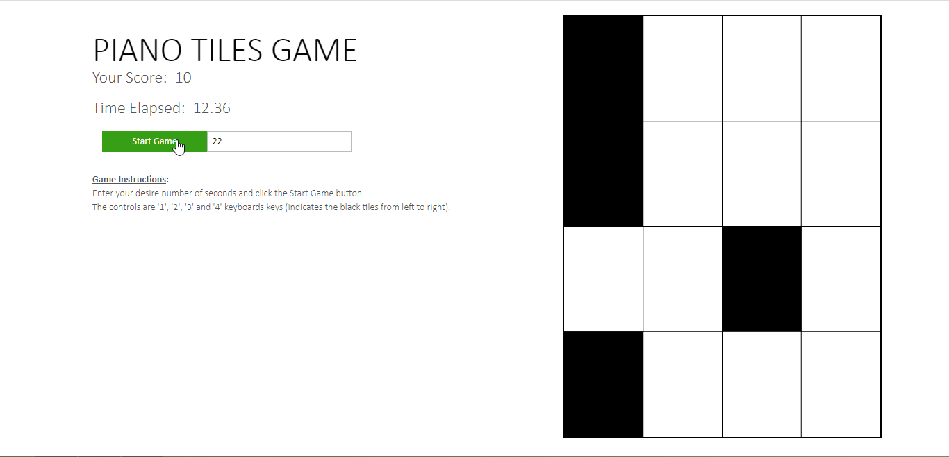 Piano Tiles Game Using JavaScript SourceCodester