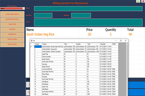 Restaurant Billing System in with Full Source Code (2020) Free