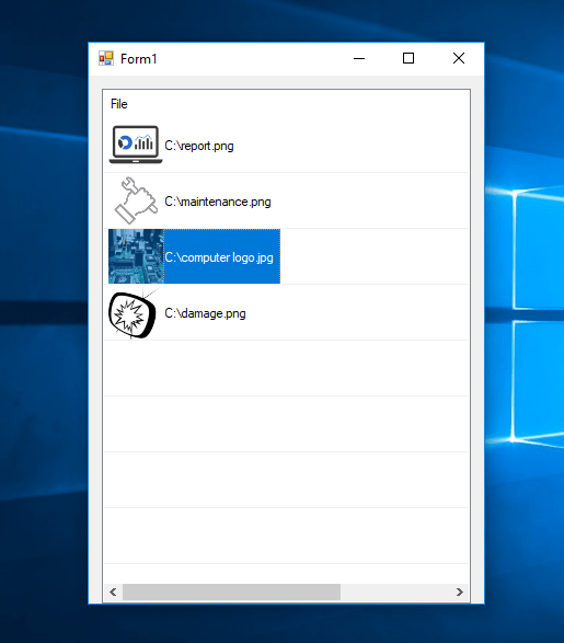 How to Add an Image in a ListView Programmatically in C. Free Source